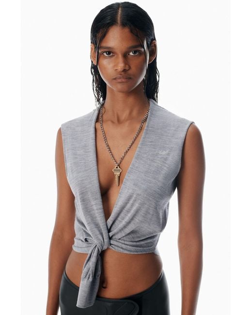 Alexander Wang Merino Wool Nameplate Top in Blue Lyst