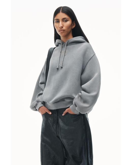 Alexander Wang Gray Logo Hoodie In Structured Terry