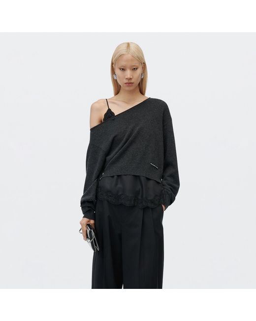 Alexander Wang Black Off-Shoulder Layered Sweater