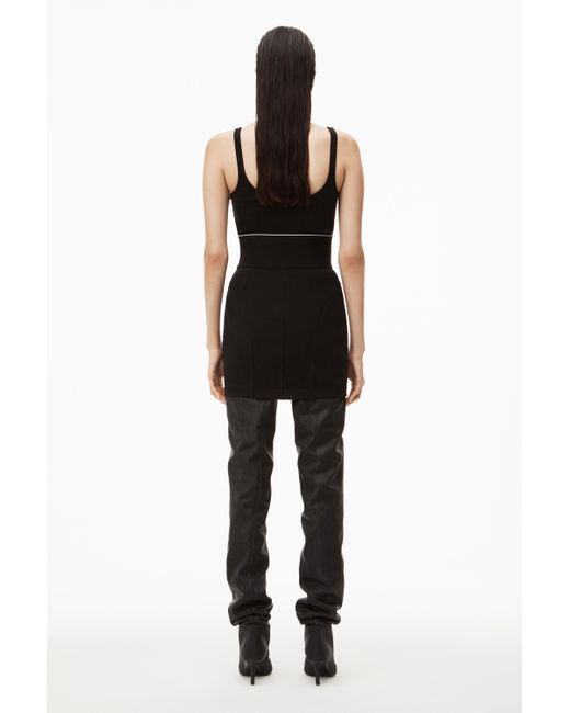 Alexander Wang Logo Elastic Dress In Ribbed Jersey in Black