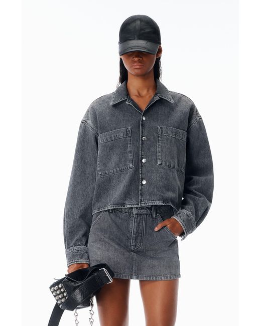 Alexander Wang Black Cropped Long Sleeve Shirt