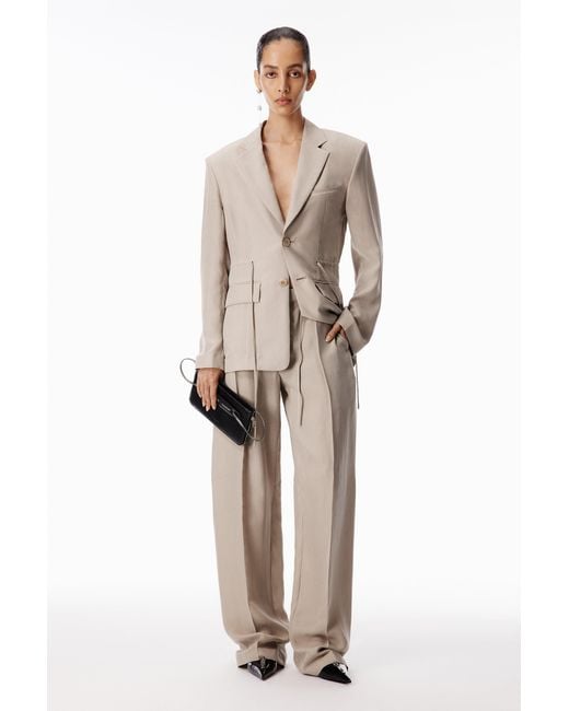 Alexander Wang White Drawcord Tailored Pant