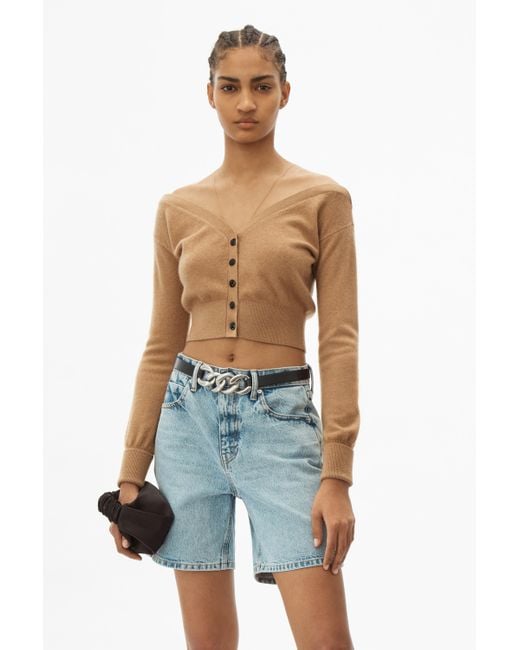 Alexander Wang Natural Fitted Cropped Cardigan