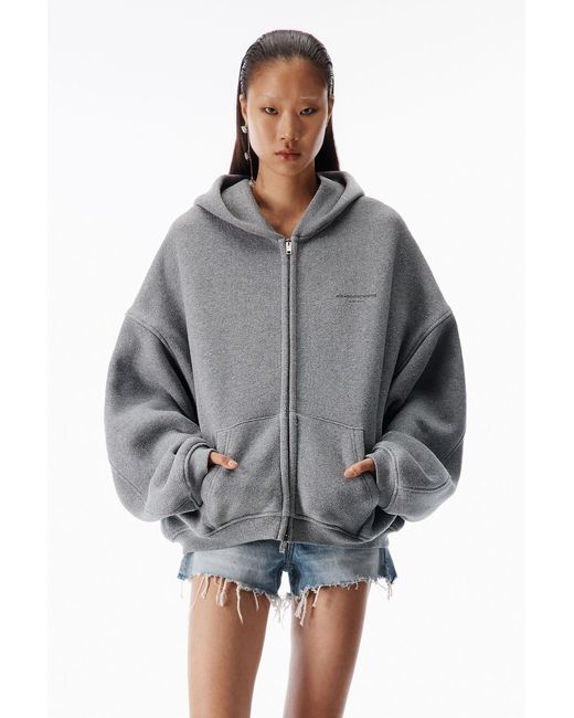 Alexander Wang Crystal Zip-Up Hoodie in Gray | Lyst