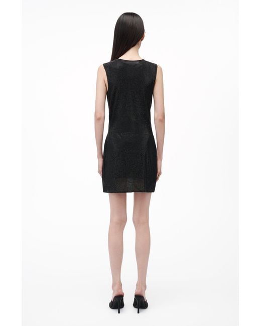 Alexander Wang Natural Crystal Hotfix Knotted Deep V-Neck Tank Dress