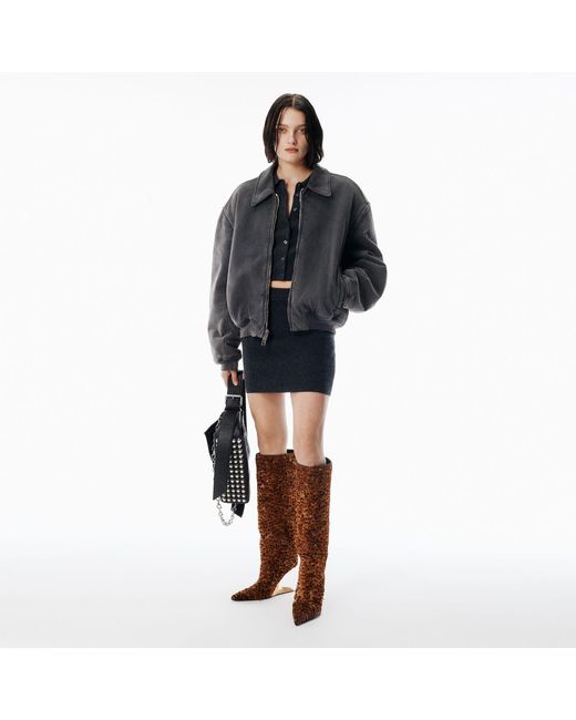 Alexander Wang Black Wool-Blend Mini Skirt With Logo Patch