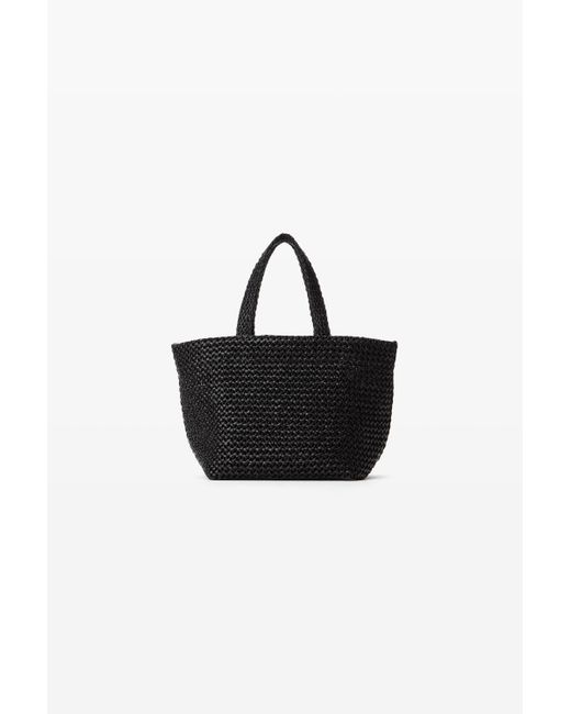 Alexander Wang Black Punch Small Tote Bag In Raffia