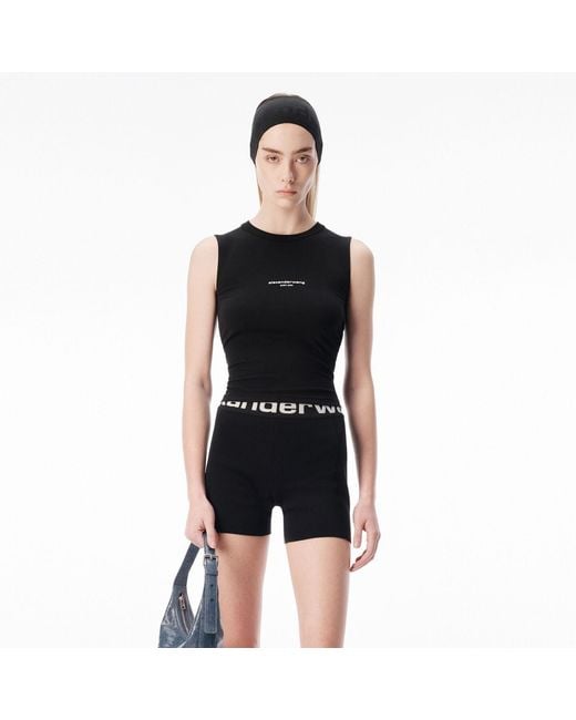 Alexander Wang Black Logo Print Fitted Tank