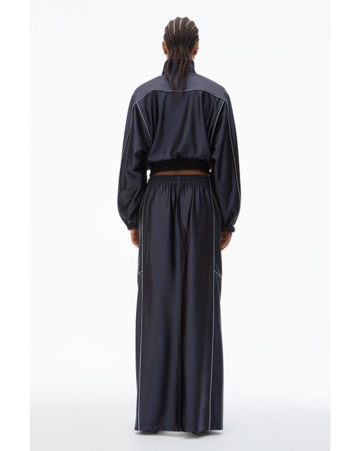 Alexander Wang Blue Deconstructed Track Jacket In Satin Faille Jersey