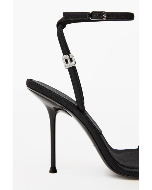 Alexander Wang Julie Crystal Logo Sandal In Nylon in Black