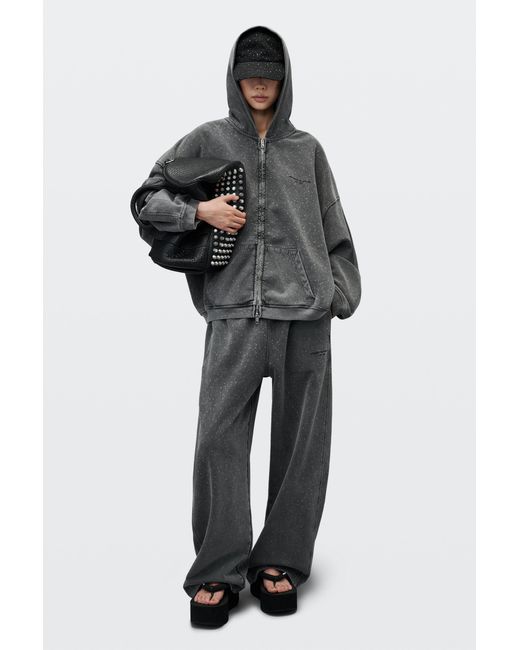 Alexander Wang White Crystal Hotfix Mid Rise Oversized Sweatpant