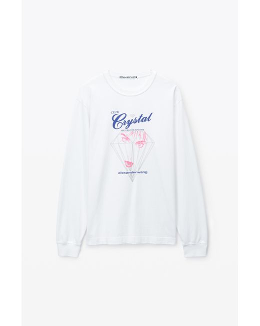 Alexander Wang White Graphic Long Sleeve Tee In Compact Jersey