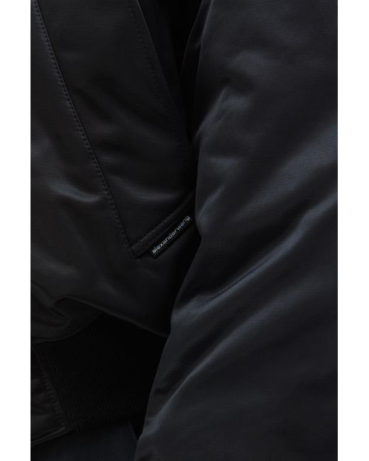 Alexander Wang Black Bomber Jacket In Sateen for men