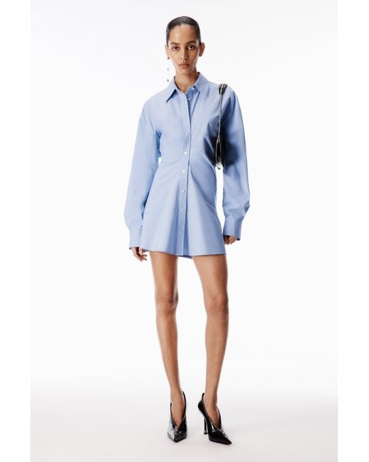 Alexander Wang Blue Stretch Cotton Zip Shirt Dress