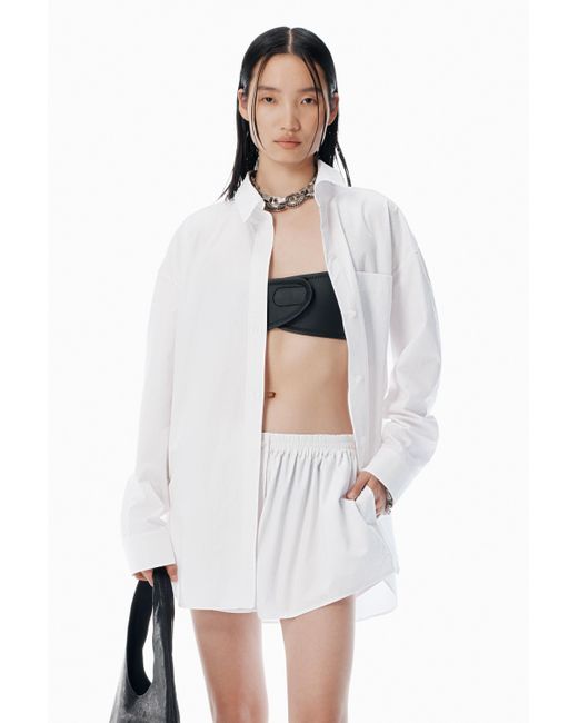 Alexander Wang White Boxer Shorts With Clear Bead Hotfix