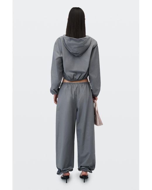 Alexander Wang Black Crystal Hotfix Drawcord Shrunken Hoodie Jacket
