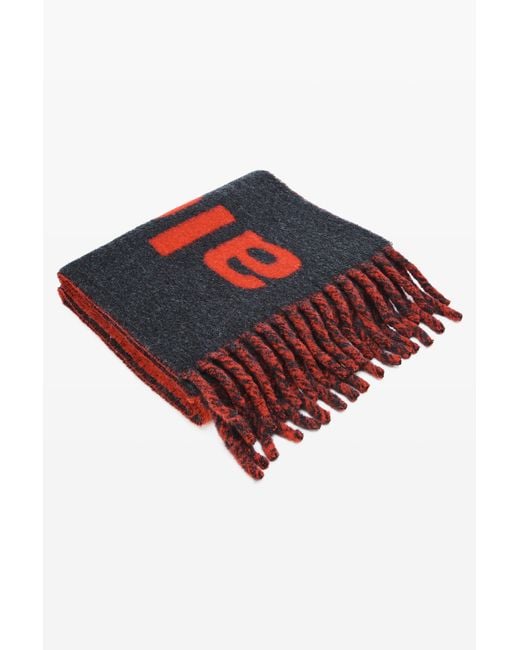 Alexander Wang Red Jacquard Logo Scarf
