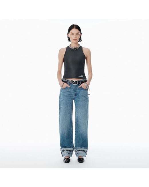 Alexander Wang Blue Logo-Embroidered Mid-Rise Jeans