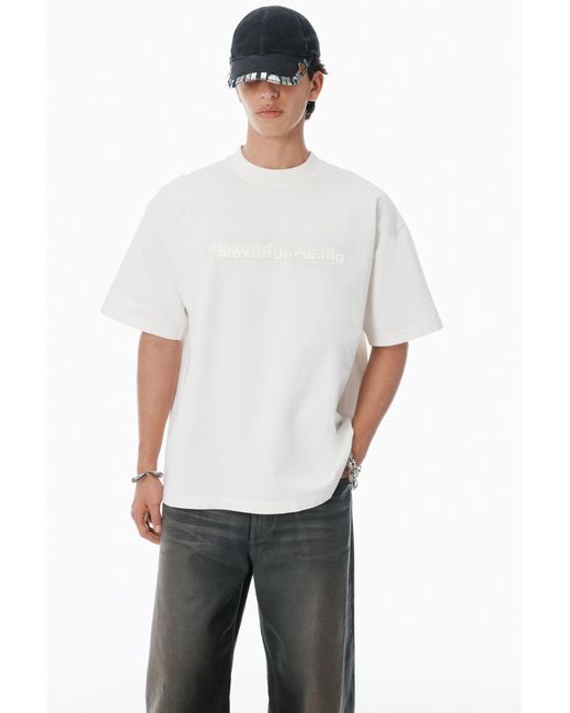 Alexander Wang White Cotton Oversized Logo Tee