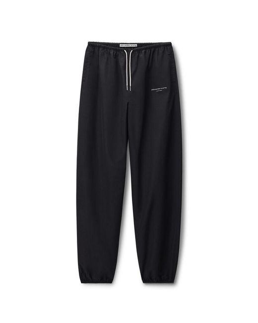 Alexander Wang Black Mid-Rise Track Pant With Crystal Drawcord
