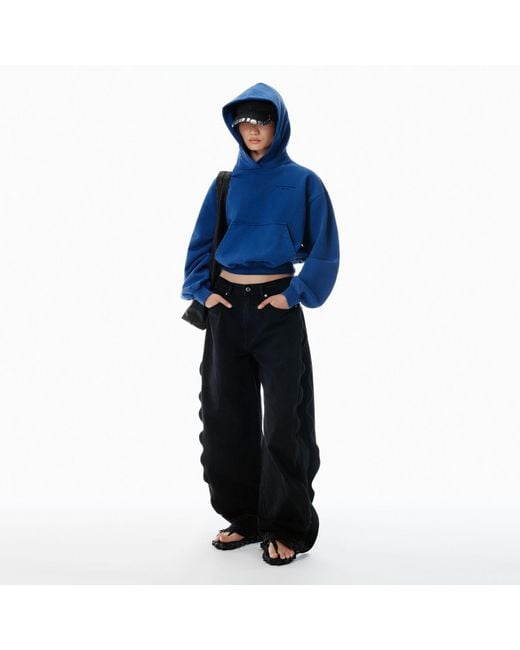 Alexander Wang Blue Denim And Mesh Zipper Pants