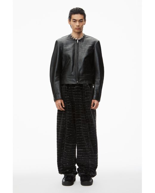 Alexander Wang Collarless Croc-embossed Leather Jacket in