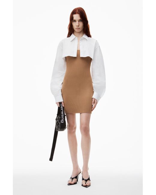 Alexander Wang Natural Pre-styled Cropped Cami & Button Up Twinset Dress