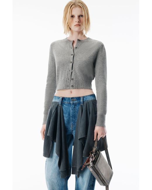 Alexander Wang Gray Wool-Blend Hotfix Cardigan