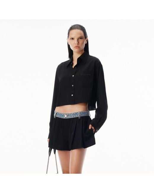 Alexander Wang Blue Cropped Button-Down Shirt