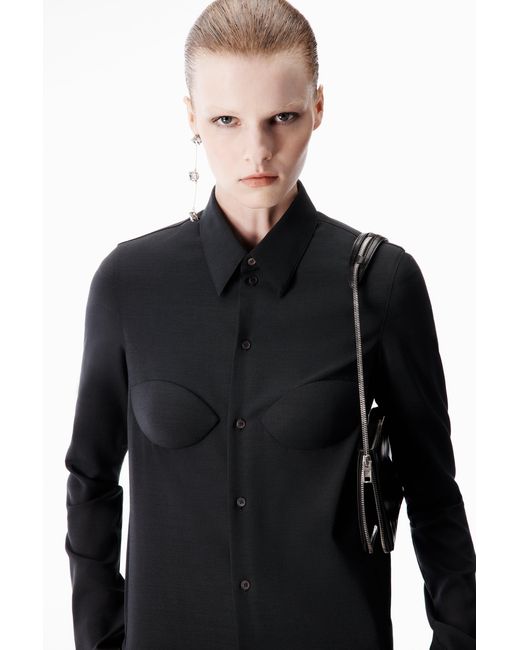 Alexander Wang Black Structured Button Down Romper