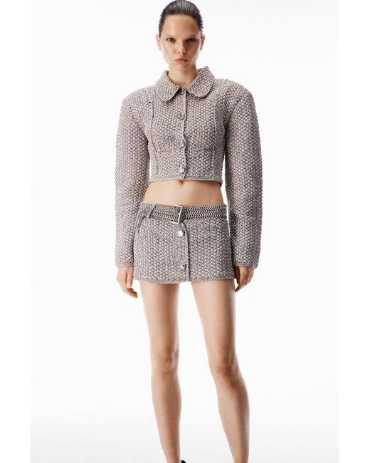 Alexander Wang Metallic Crochet Tweed Mini Skirt