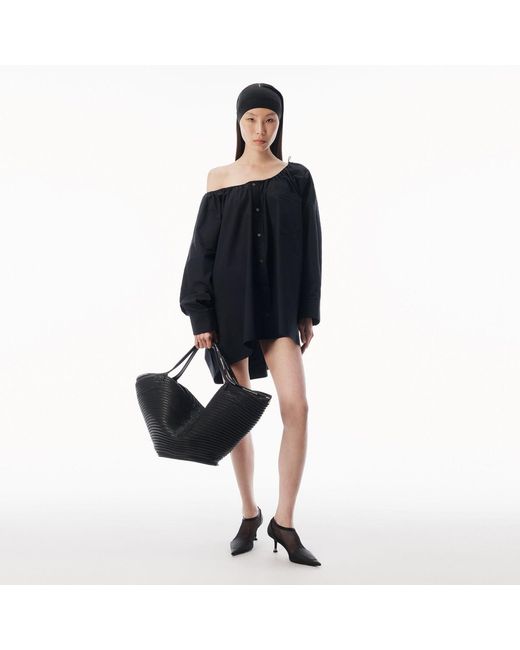 Alexander Wang Black Bungee Scoop Neck Mini Shirt Dress