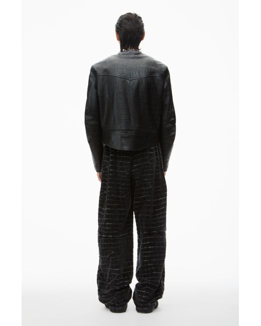 Alexander Wang Collarless Croc-embossed Leather Jacket in Alexander Wang Collarless Croc-embossed Leather Jacket in