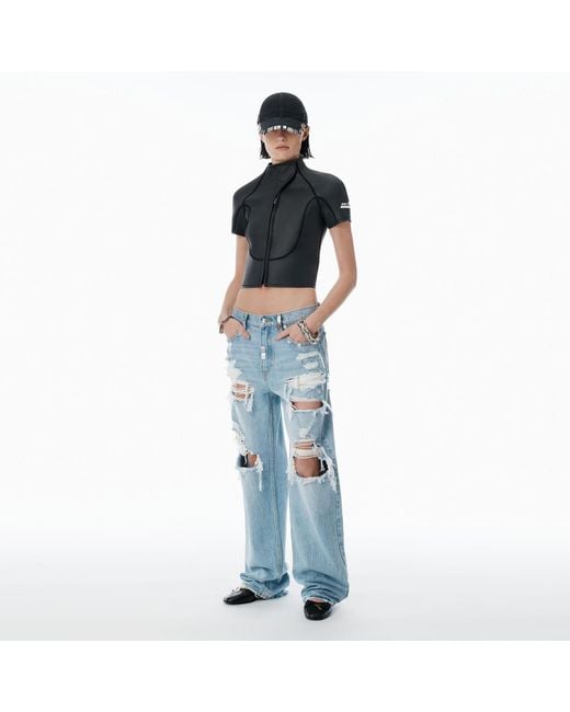 Alexander Wang Blue Distressed Ez Mid-Rise Jeans With Hardware