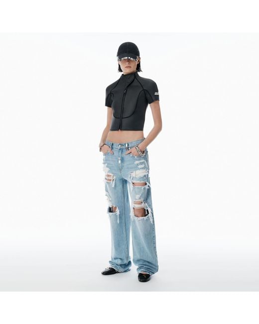 Alexander Wang Blue Distressed Ez Mid-Rise Jeans With Hardware