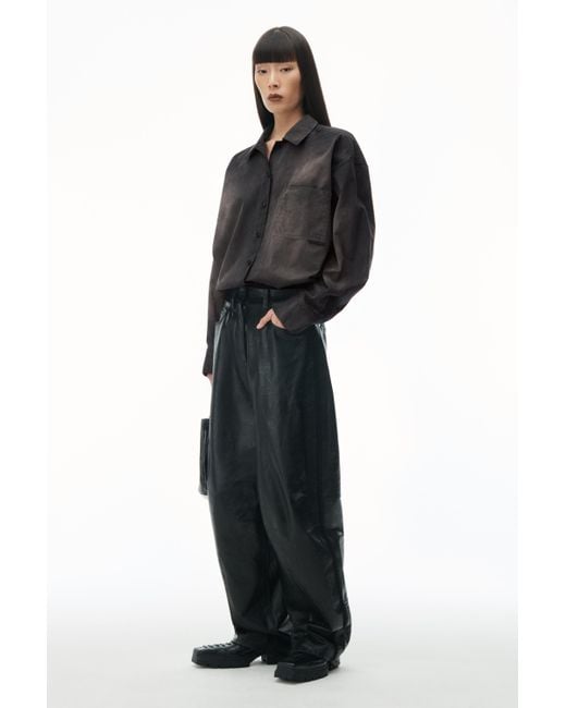 Alexander Wang Black Oversized Shirt In Cotton Twill