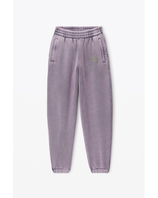 Alexander Wang Purple Puff Logo Sweatpant In Structured Terry