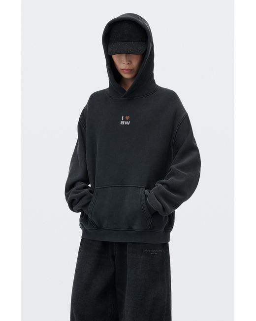 Alexander Wang Black Crystal Hotfix I Heart Aw Hoodie
