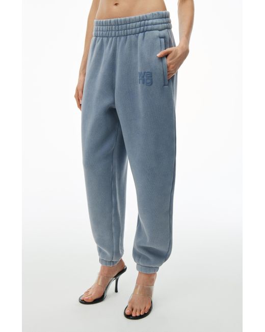 Alexander Wang Blue Puff Logo Sweatpants In Terry