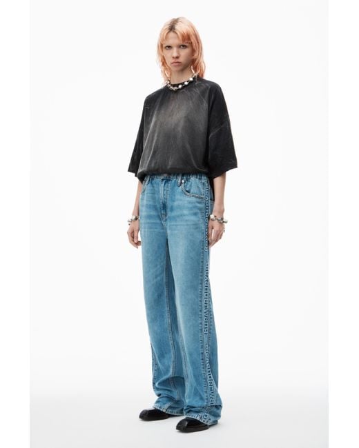 Alexander Wang Blue Logo-embossed Denim Balloon Jogger Pants