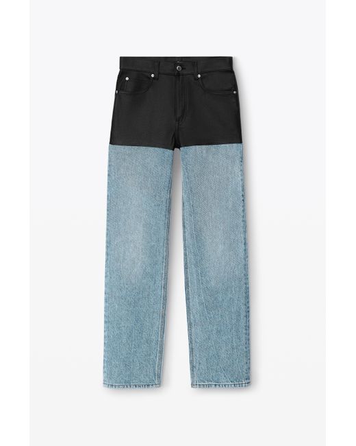 Alexander Wang Blue Leather Stacked Jean In Denim