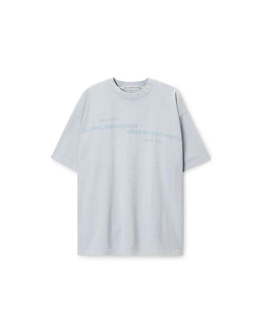 Alexander Wang Blue Mirrored Logo Short Sleeve Tee