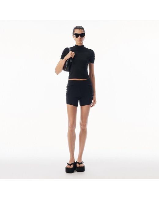 Alexander Wang Blue Ruched Logo Mini Short