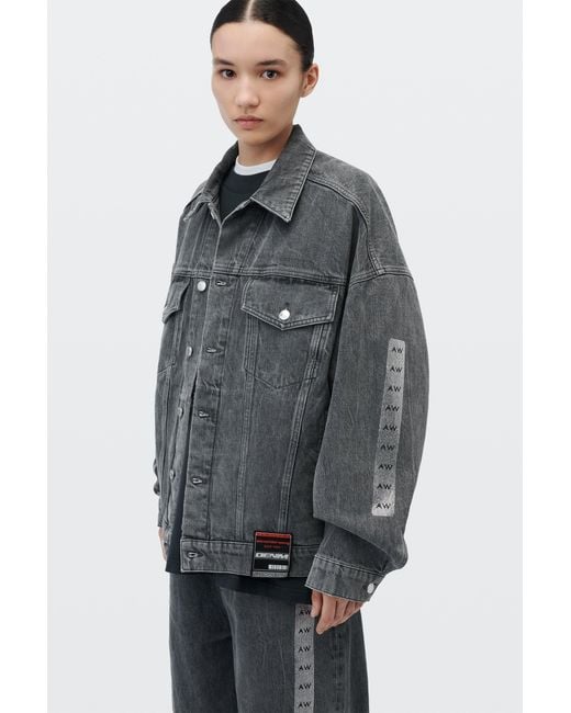 Alexander Wang Black Oversized Trucker Jacket W/ Flasher Graphic