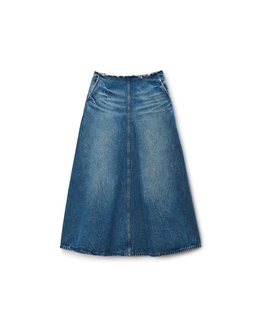 Alexander Wang Blue A-Line Denim Skirt Midi