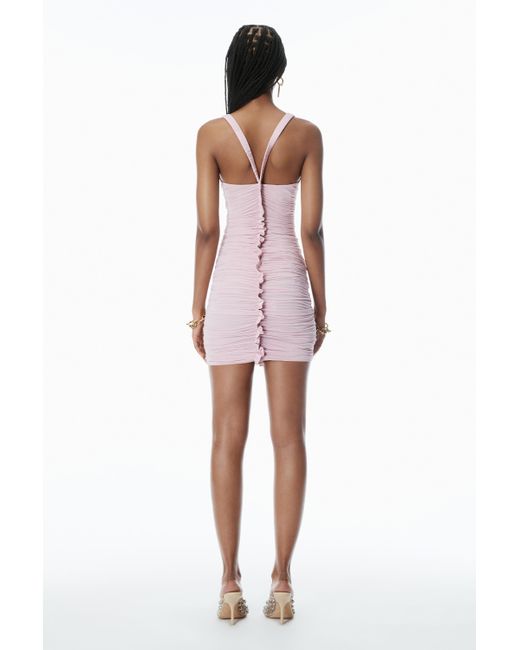 Alexander Wang Pink Sheer Ruched Tank Minidress