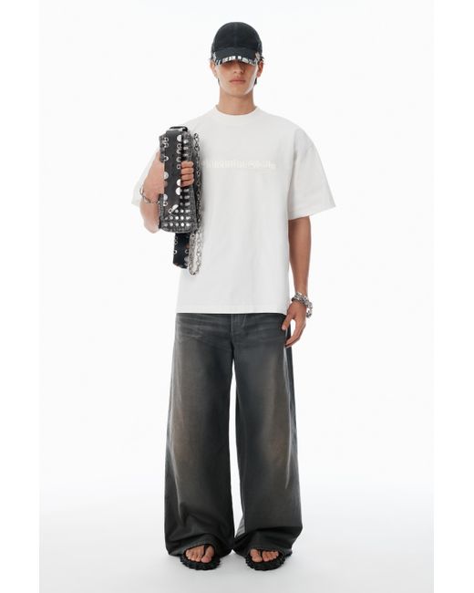 Alexander Wang White Cotton Oversized Logo Tee | Lyst