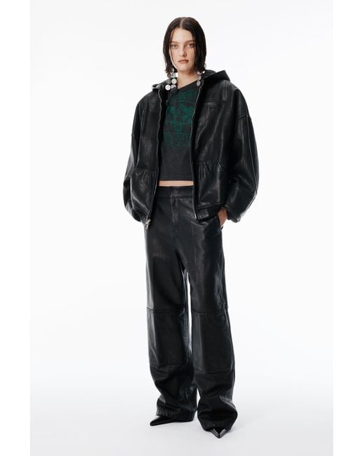 Alexander Wang Black Worn Moto Leather Workwear Pant