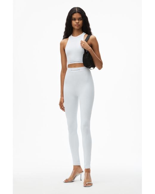 Alexander Wang Reflective Logo LEGGING In Stretch Knit in White