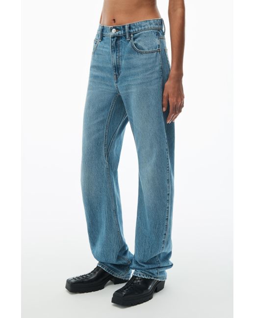 Alexander Wang Blue Curved Mid Rise Jean In Denim